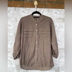 Love Binetti Balloon Sleeve Blouse:
Cottagecore Dark Academia Checkered metallic